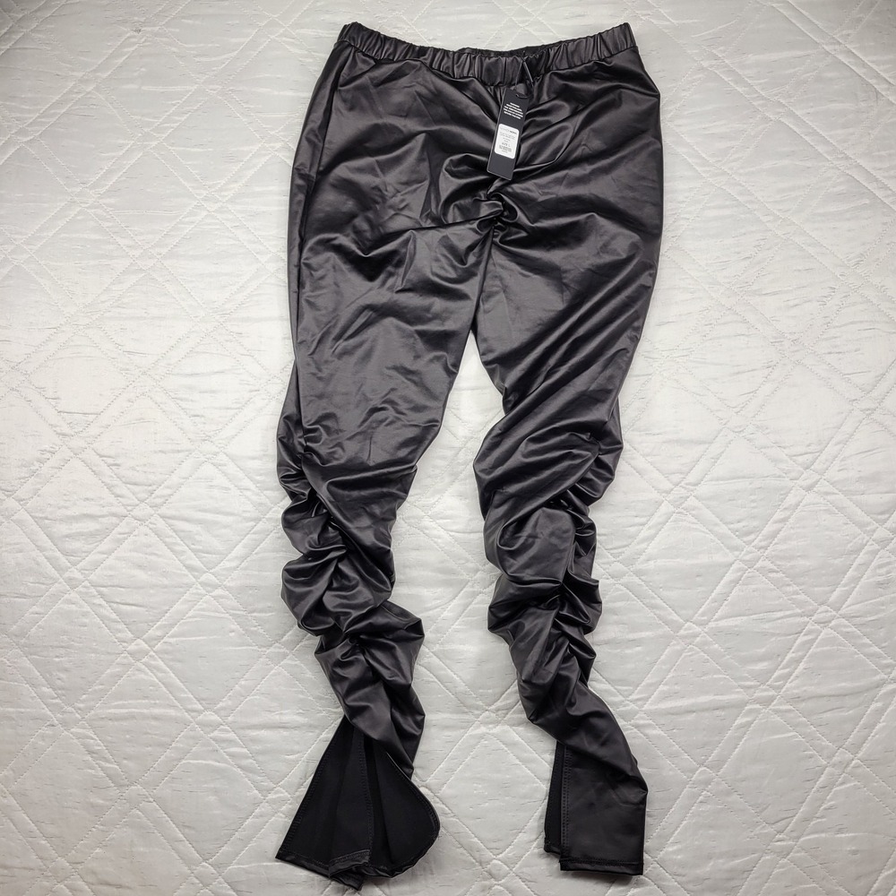 Fashion Nova Tight Faux Leather Stacked Pants size L nwt